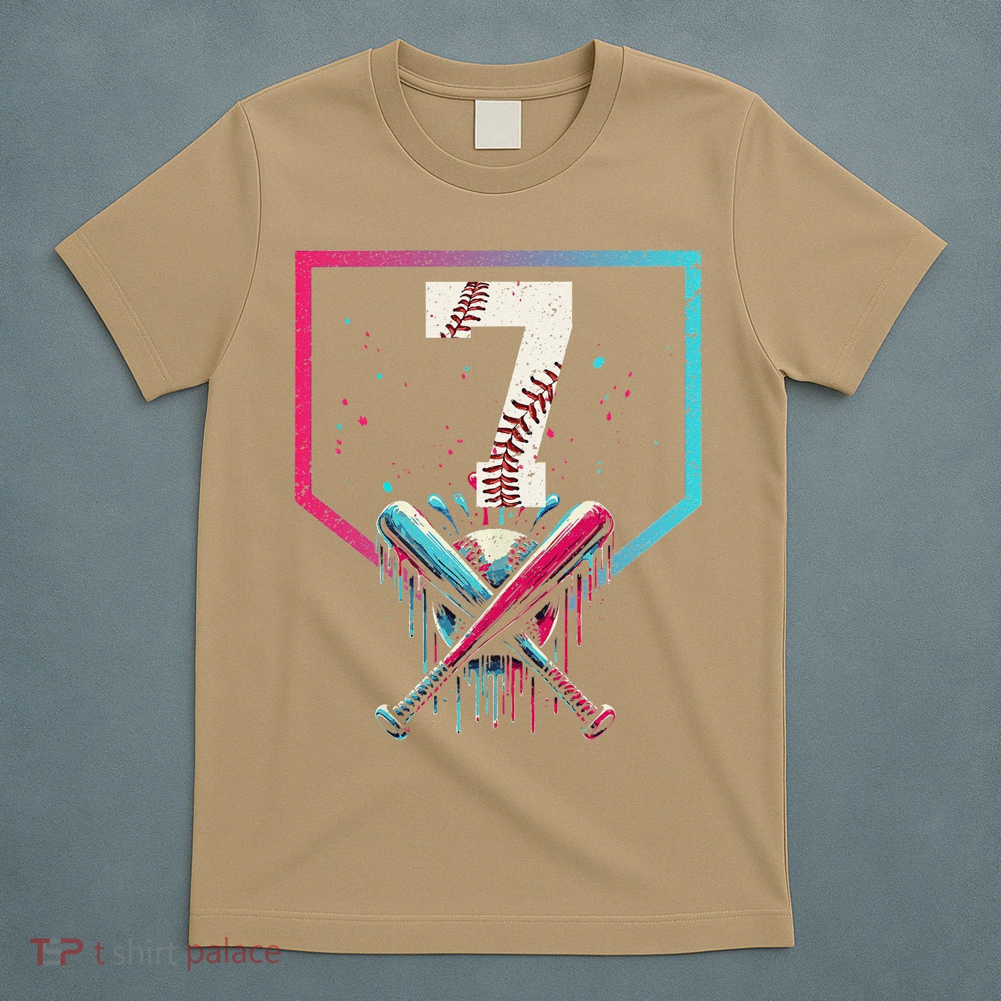 7th Birthday Baseball Home Plate Drip Ice Cream Sprinkle 1 Gift T-Shirt