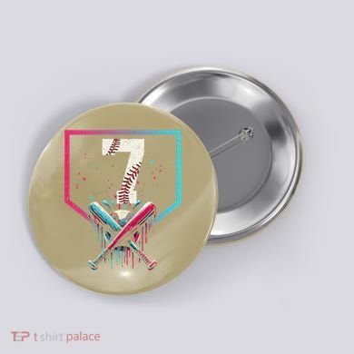 7th Birthday Baseball Home Plate Drip Ice Cream Sprinkle 1 Gift Button