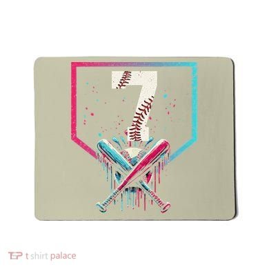 7th Birthday Baseball Home Plate Drip Ice Cream Sprinkle 1 Gift Mousepad