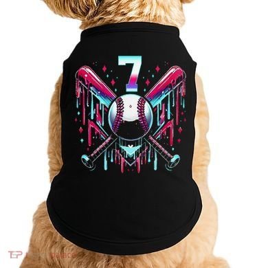 7th Birthday Baseball Home Plate Drip Ice Cream Sprinkle Gift Doggie Tank