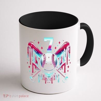 7th Birthday Baseball Home Plate Drip Ice Cream Sprinkle Gift Coffee Mug back