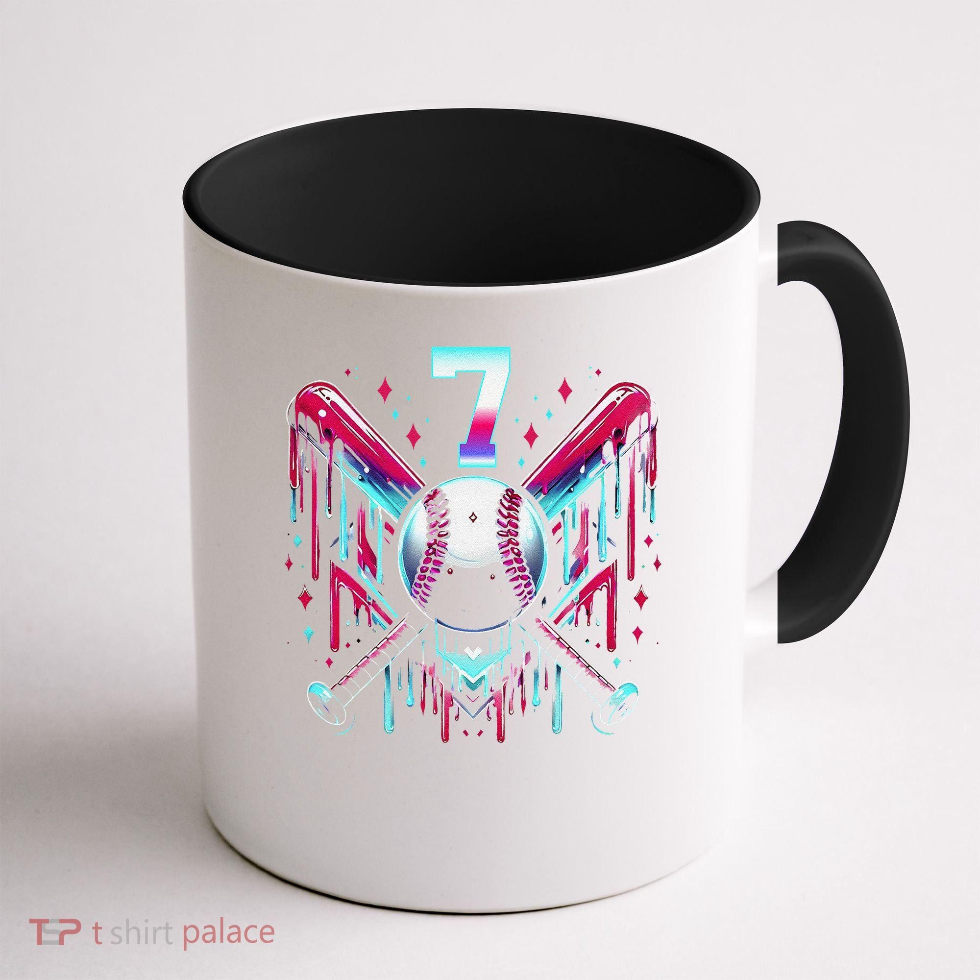 7th Birthday Baseball Home Plate Drip Ice Cream Sprinkle Gift Coffee Mug