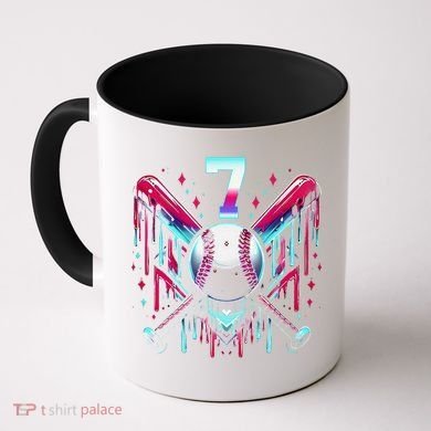 7th Birthday Baseball Home Plate Drip Ice Cream Sprinkle Gift Coffee Mug