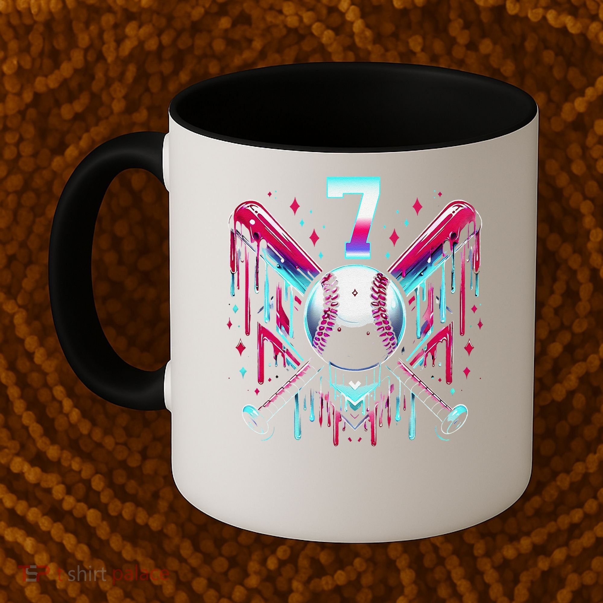 7th Birthday Baseball Home Plate Drip Ice Cream Sprinkle Gift Coffee Mug