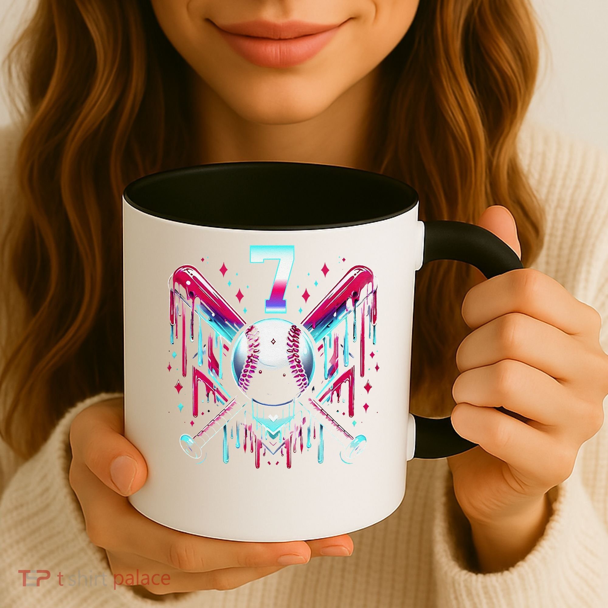7th Birthday Baseball Home Plate Drip Ice Cream Sprinkle Gift Coffee Mug