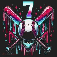 7th Birthday Baseball Home Plate Drip Ice Cream Sprinkle Gift Beanie thumb 2