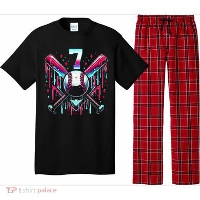 7th Birthday Baseball Home Plate Drip Ice Cream Sprinkle Gift Pajama Set