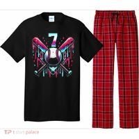 7th Birthday Baseball Home Plate Drip Ice Cream Sprinkle Gift Pajama Set thumb 0