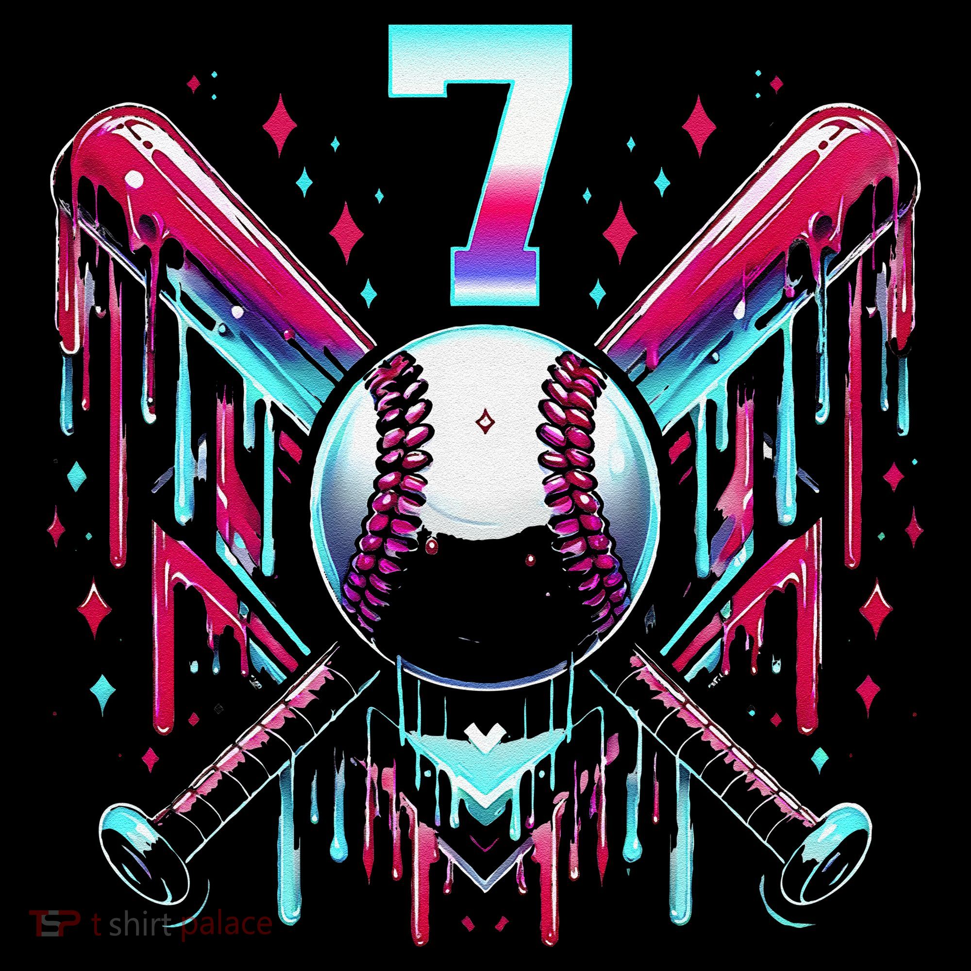 7th Birthday Baseball Home Plate Drip Ice Cream Sprinkle Gift Women's Hoodie