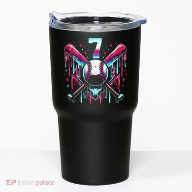 7th Birthday Baseball Home Plate Drip Ice Cream Sprinkle Gift Tumbler