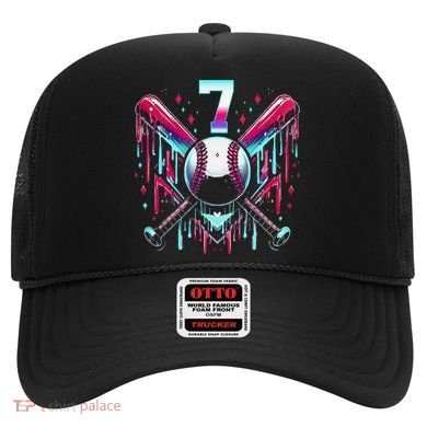 7th Birthday Baseball Home Plate Drip Ice Cream Sprinkle Gift Hat