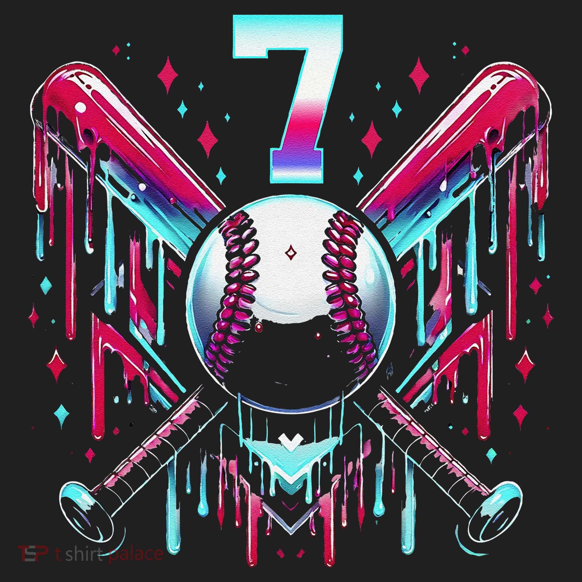 7th Birthday Baseball Home Plate Drip Ice Cream Sprinkle Gift Hat