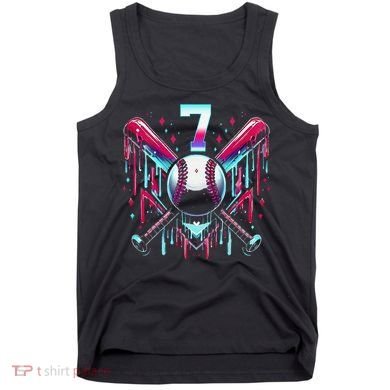 7th Birthday Baseball Home Plate Drip Ice Cream Sprinkle Gift Tank Top