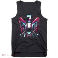 7th Birthday Baseball Home Plate Drip Ice Cream Sprinkle Gift Tank Top thumb 0