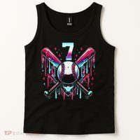 7th Birthday Baseball Home Plate Drip Ice Cream Sprinkle Gift Tank Top thumb 2