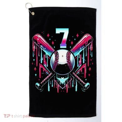 7th Birthday Baseball Home Plate Drip Ice Cream Sprinkle Gift Golf Towel