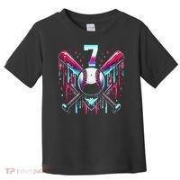 7th Birthday Baseball Home Plate Drip Ice Cream Sprinkle Gift Toddler T-Shirt thumb 0