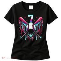 7th Birthday Baseball Home Plate Drip Ice Cream Sprinkle Gift Women's T-Shirt thumb 0