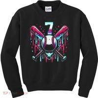 7th Birthday Baseball Home Plate Drip Ice Cream Sprinkle Gift Kids Sweatshirt thumb 0