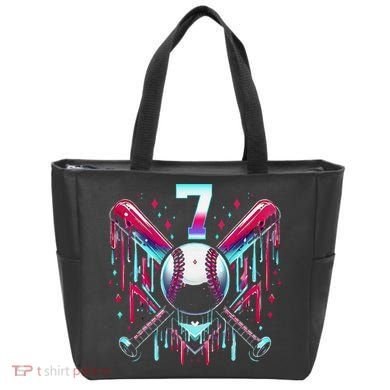 7th Birthday Baseball Home Plate Drip Ice Cream Sprinkle Gift Tote Bag