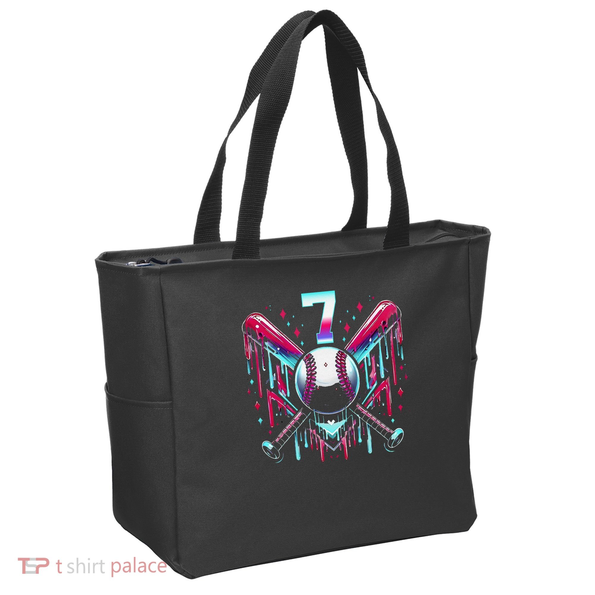 7th Birthday Baseball Home Plate Drip Ice Cream Sprinkle Gift Tote Bag