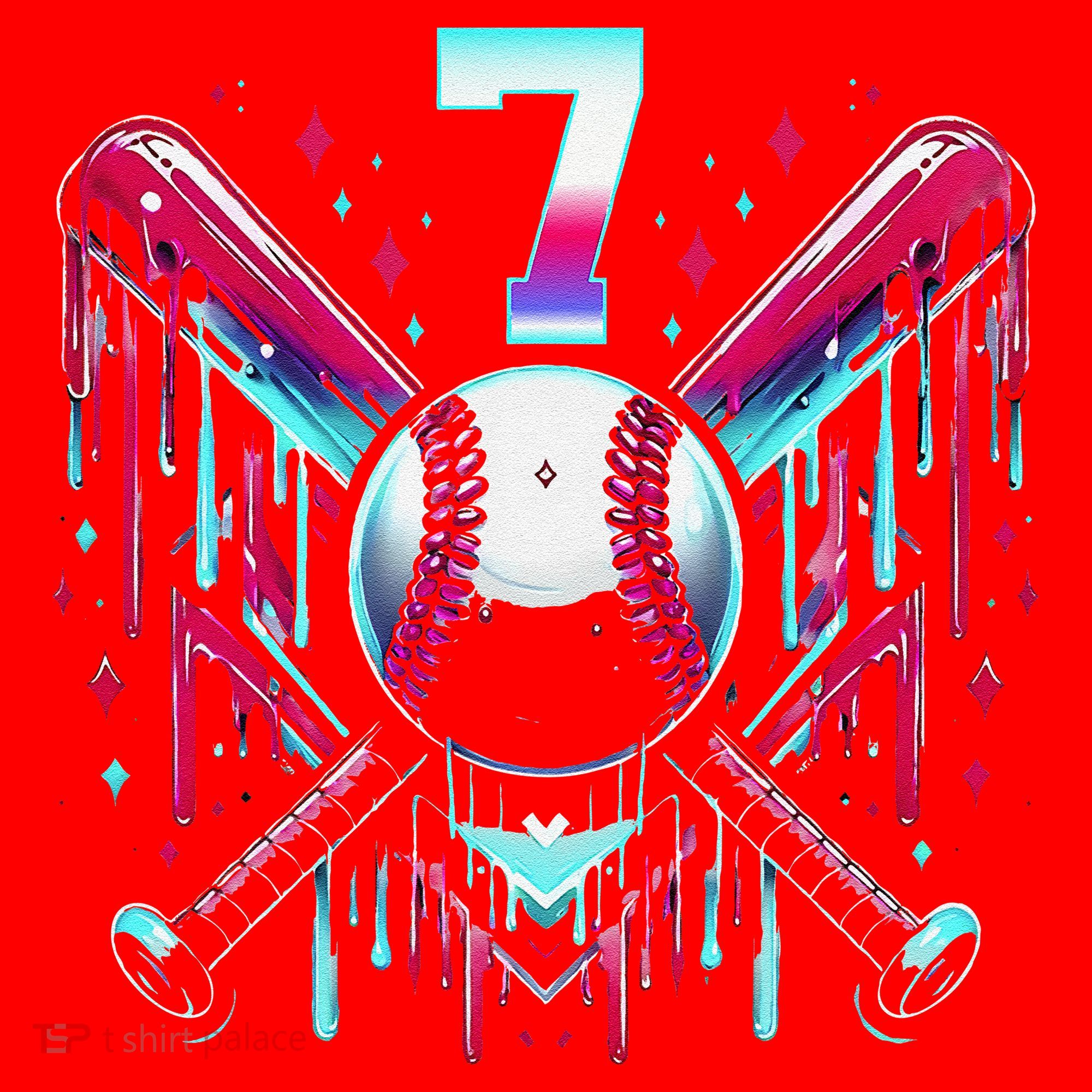 7th Birthday Baseball Home Plate Drip Ice Cream Sprinkle Gift Santa Hat
