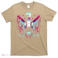 7th Birthday Baseball Home Plate Drip Ice Cream Sprinkle Gift T-Shirt thumb 0