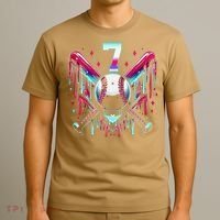 7th Birthday Baseball Home Plate Drip Ice Cream Sprinkle Gift T-Shirt thumb 3