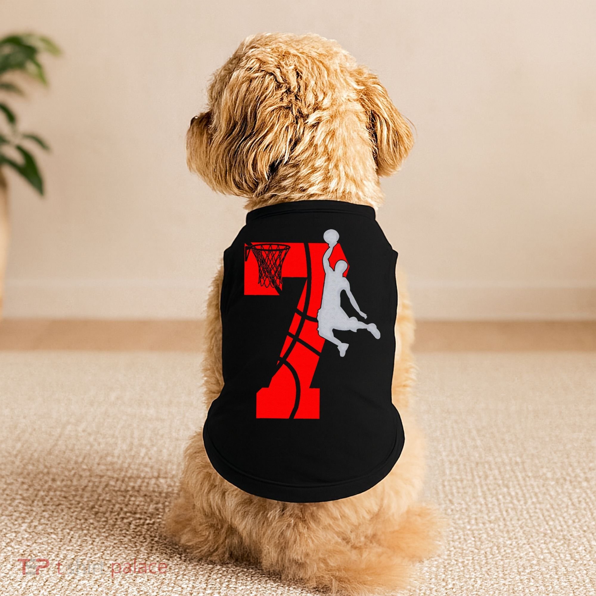 7th Birthday Basketball Big Number 7 Year Old Doggie Tank
