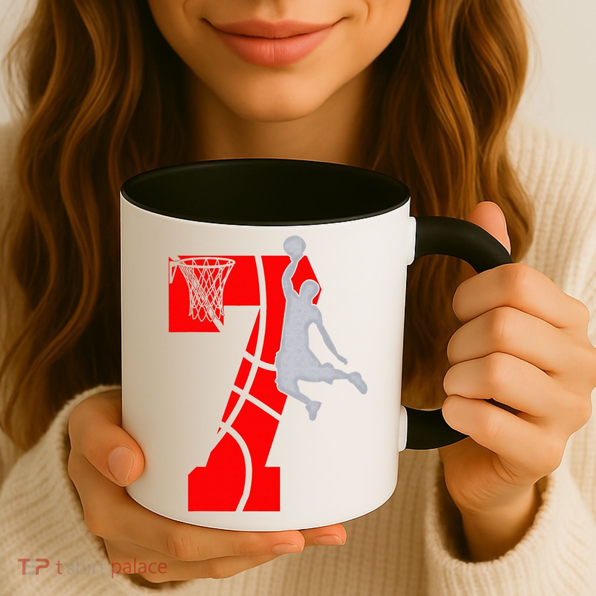 7th Birthday Basketball Big Number 7 Year Old Coffee Mug