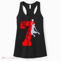 7th Birthday Basketball Big Number 7 Year Old Women's Tank Top thumb 0