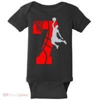 7th Birthday Basketball Big Number 7 Year Old Baby Bodysuit thumb 0