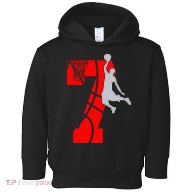 7th Birthday Basketball Big Number 7 Year Old Toddler Hoodie