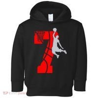 7th Birthday Basketball Big Number 7 Year Old Toddler Hoodie thumb 0