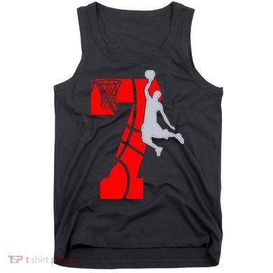 7th Birthday Basketball Big Number 7 Year Old Tank Top