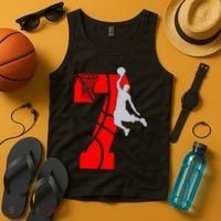 7th Birthday Basketball Big Number 7 Year Old Tank Top thumb 4