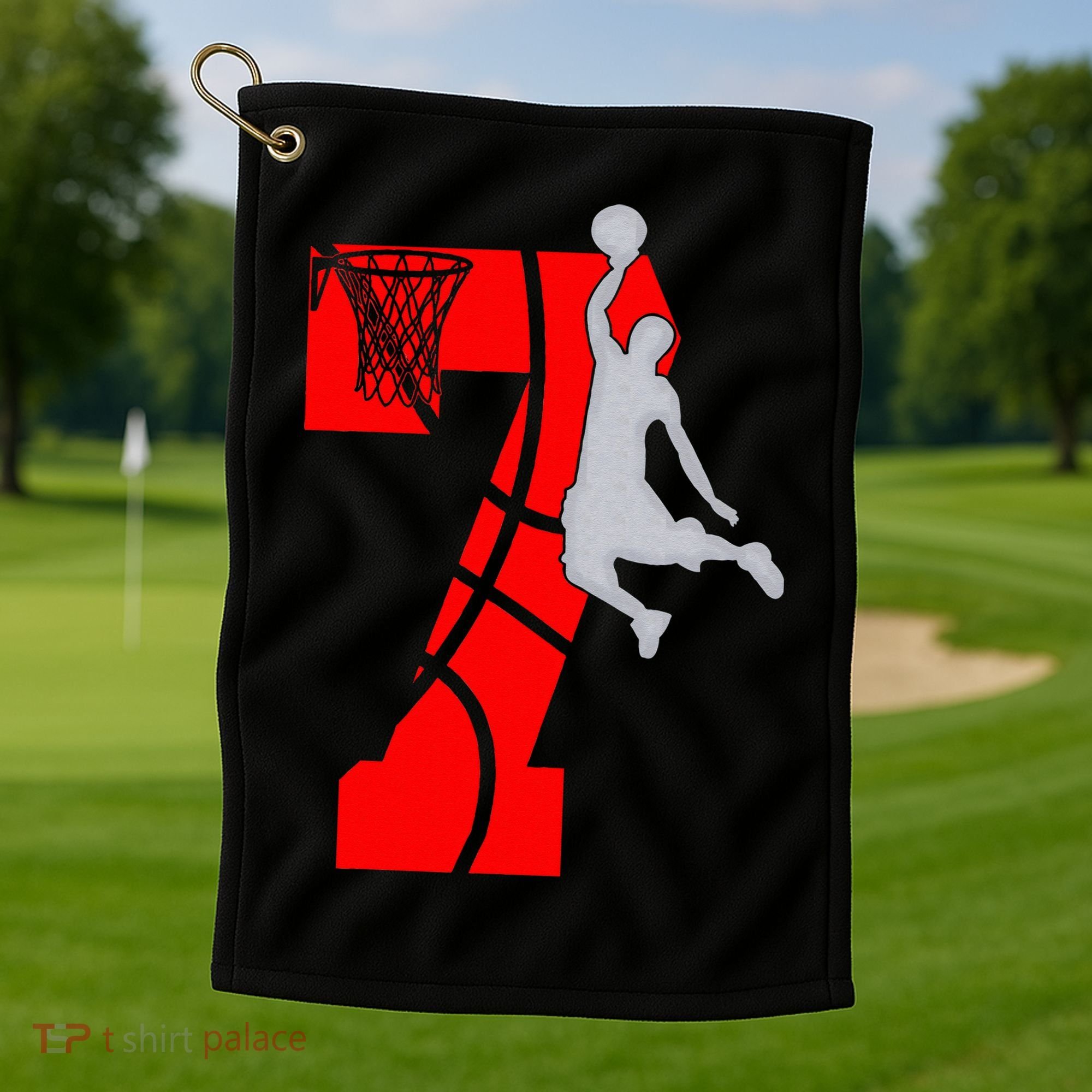 7th Birthday Basketball Big Number 7 Year Old Golf Towel