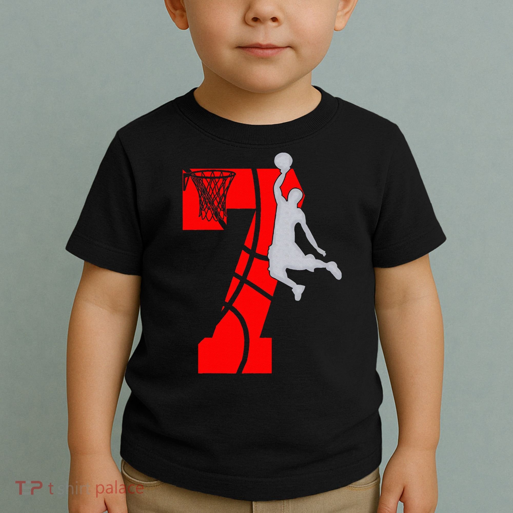 7th Birthday Basketball Big Number 7 Year Old Toddler T-Shirt