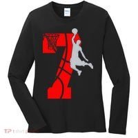 7th Birthday Basketball Big Number 7 Year Old Women's Long Sleeve Shirt thumb 0