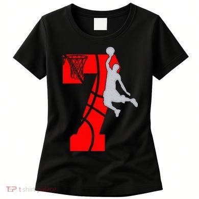 7th Birthday Basketball Big Number 7 Year Old Women's T-Shirt