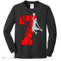 7th Birthday Basketball Big Number 7 Year Old Kids Long Sleeve Shirt thumb 0