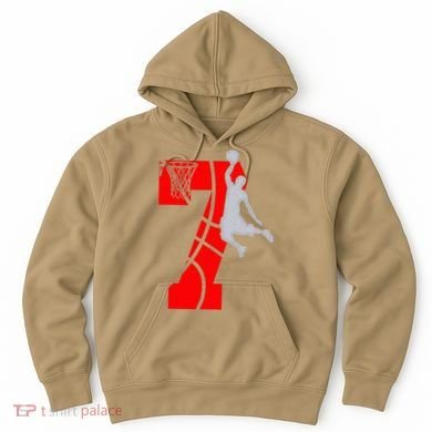 7th Birthday Basketball Big Number 7 Year Old Hoodie