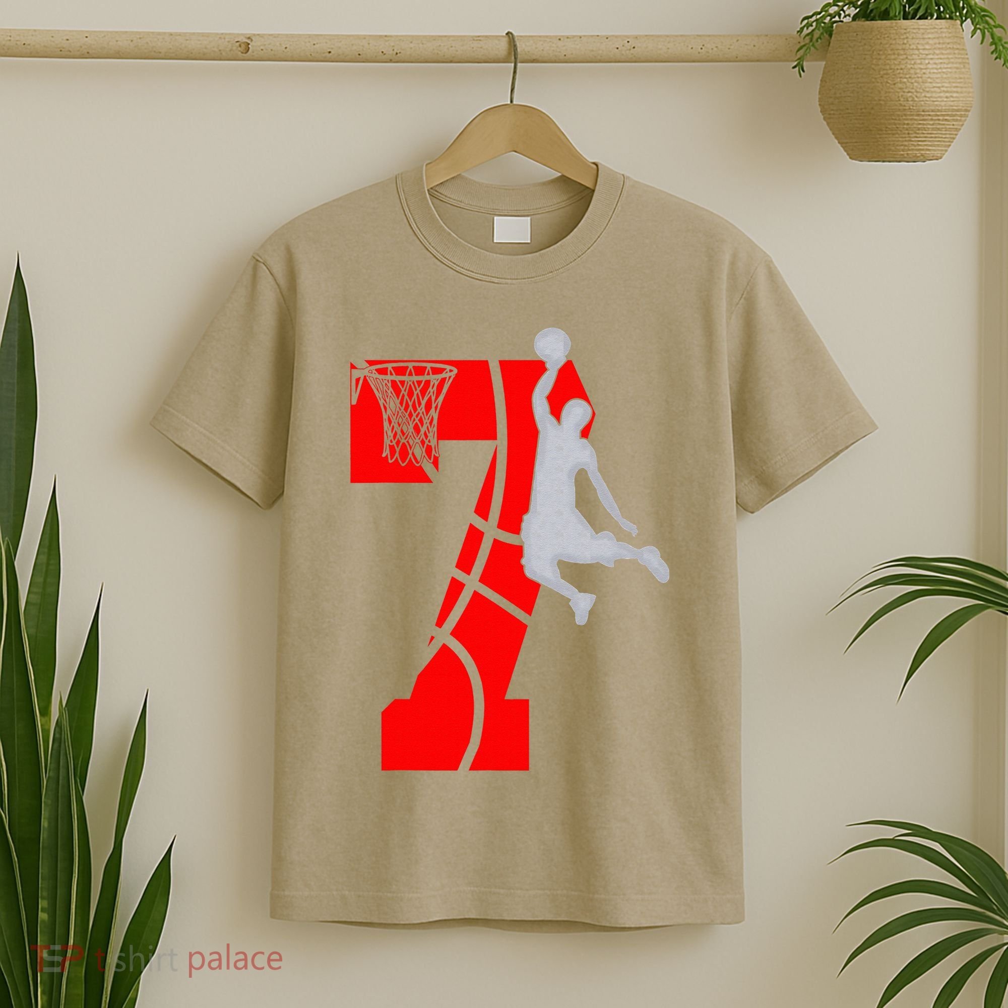 7th Birthday Basketball Big Number 7 Year Old T-Shirt