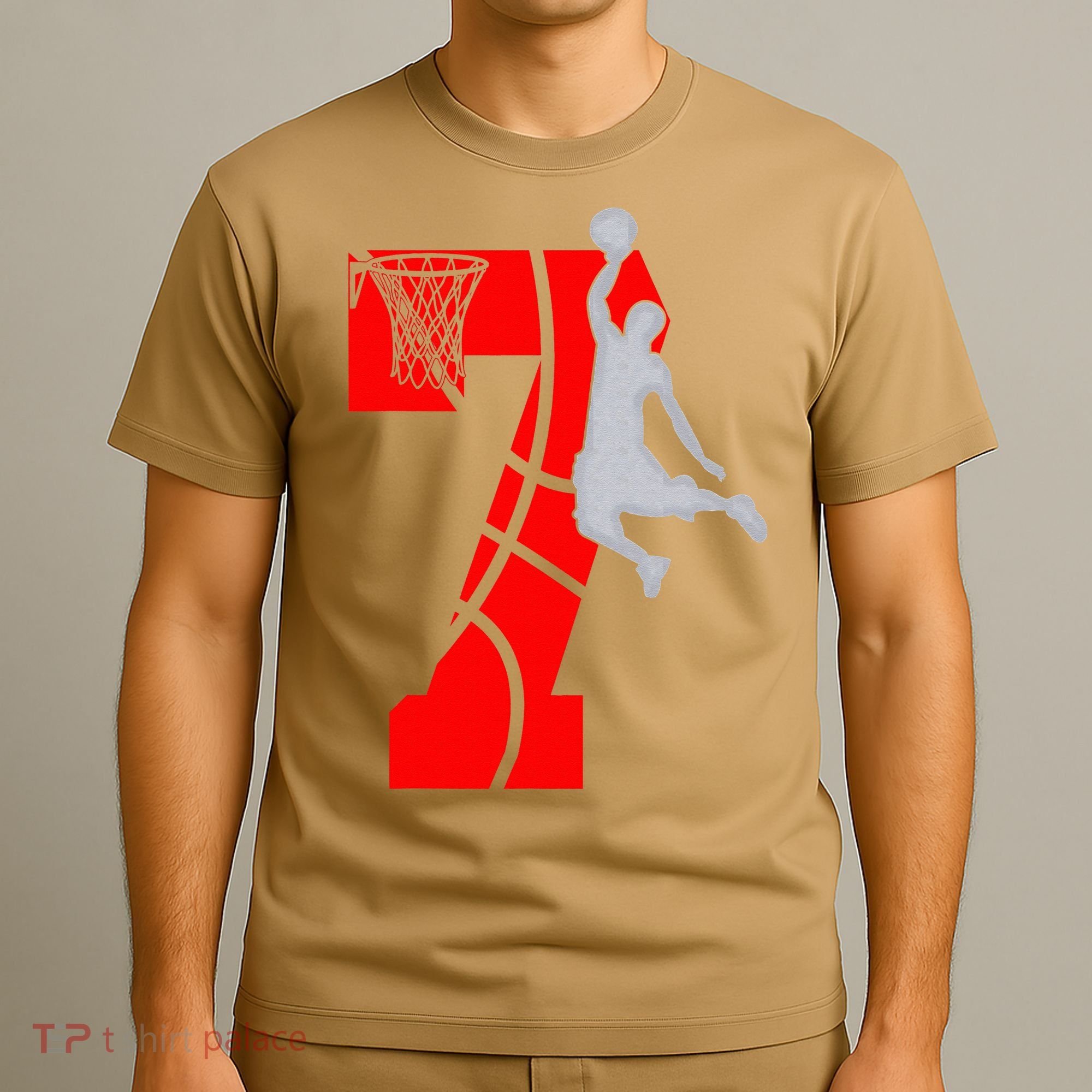 7th Birthday Basketball Big Number 7 Year Old T-Shirt