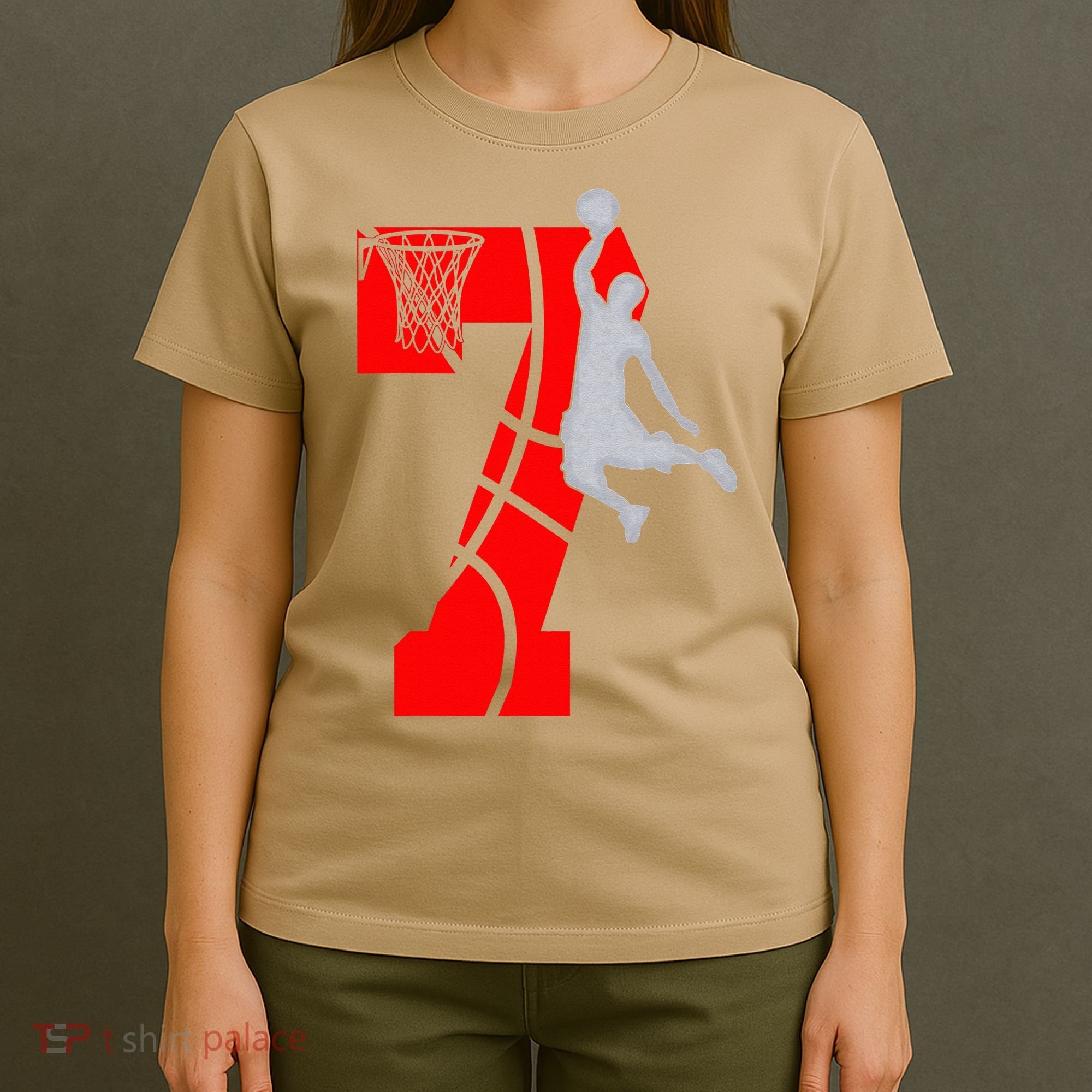 7th Birthday Basketball Big Number 7 Year Old T-Shirt