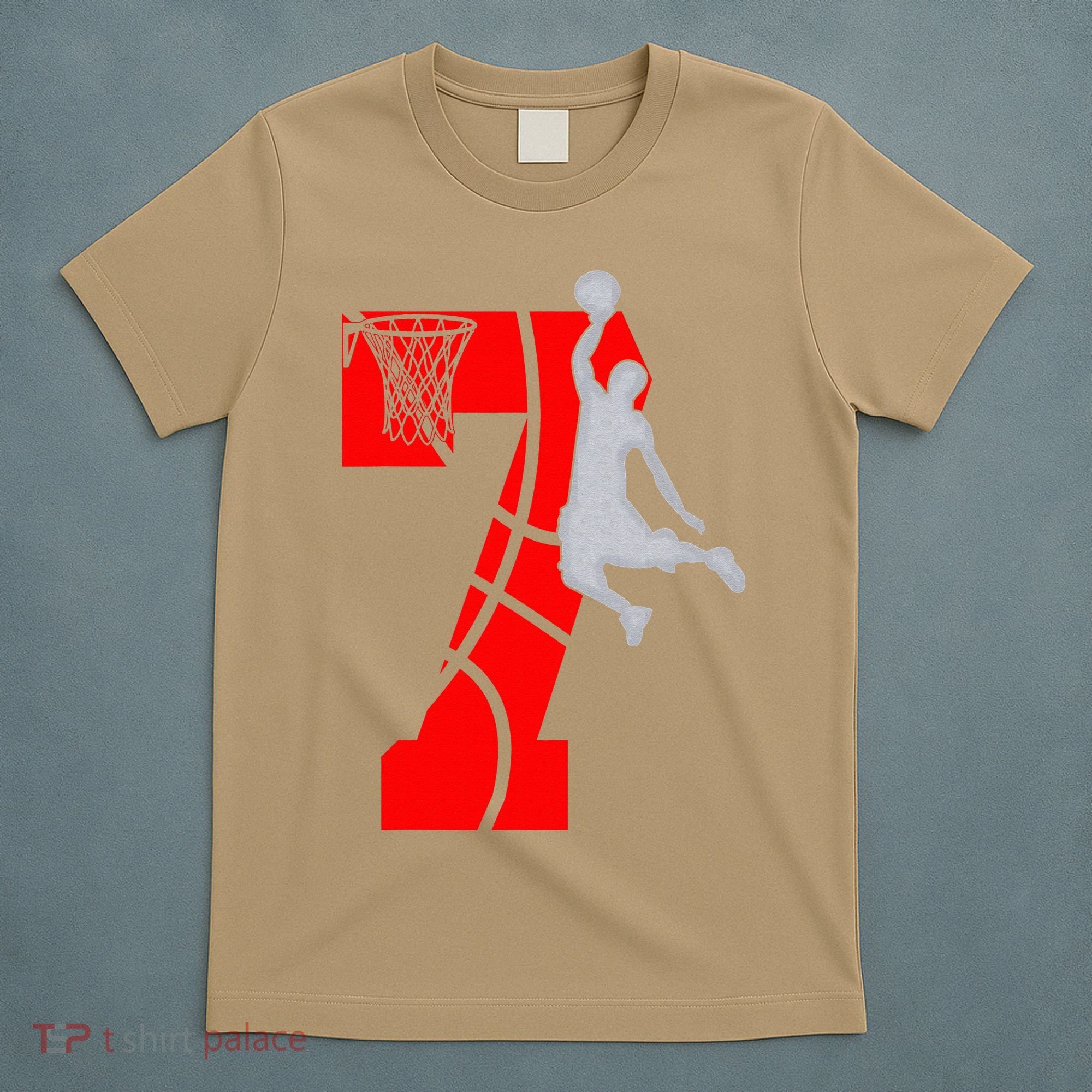 7th Birthday Basketball Big Number 7 Year Old T-Shirt