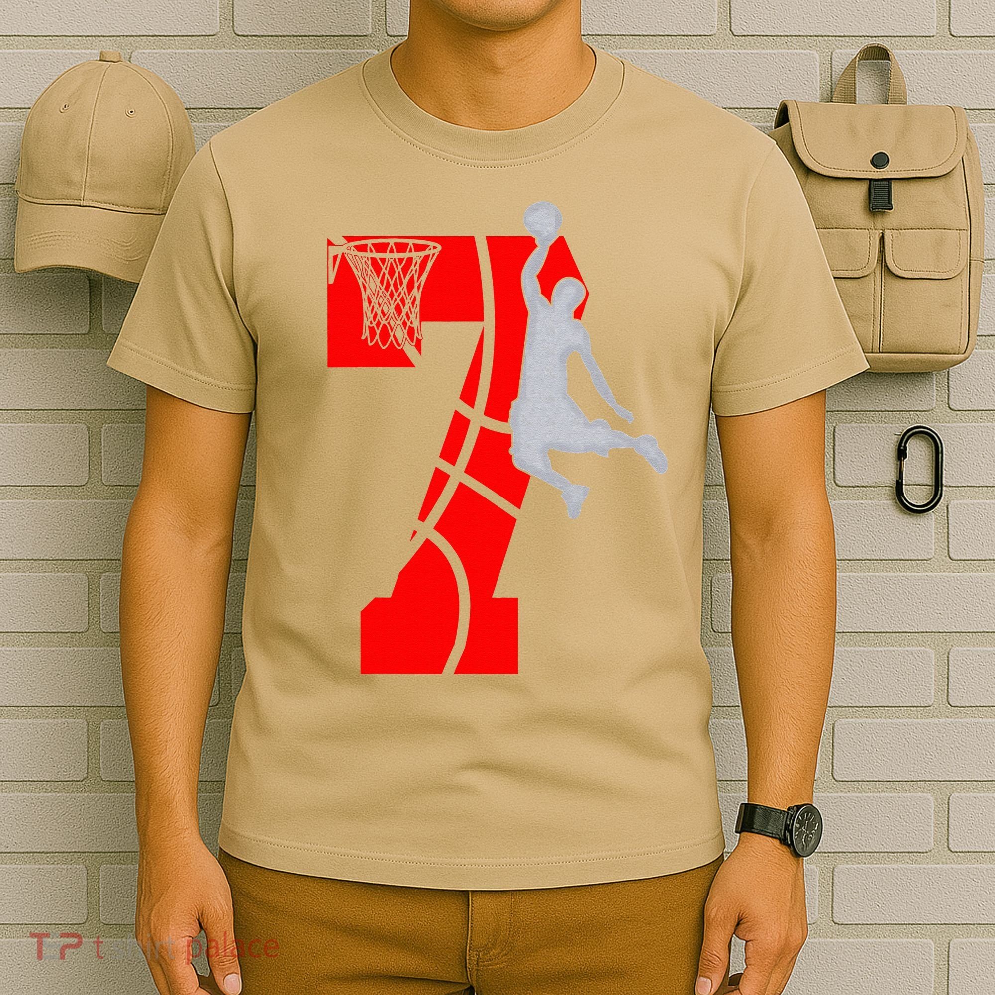 7th Birthday Basketball Big Number 7 Year Old T-Shirt