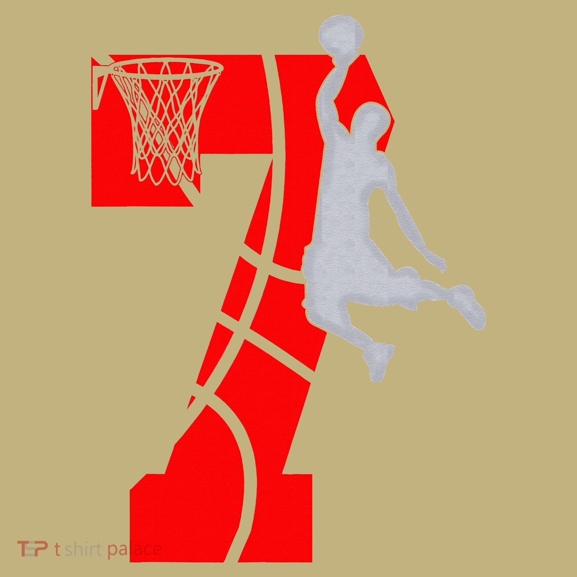 7th Birthday Basketball Big Number 7 Year Old Polo