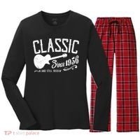70th Birthday Classic Guitar Since 1956 And Still Rockin Women's Long Sleeve Flannel Pajama Set  thumb 0