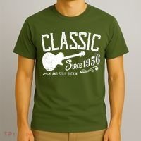 70th Birthday Classic Guitar Since 1956 And Still Rockin T-Shirt thumb 3